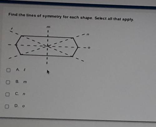 Find the lines of symmetry for each shape. Select all that apply​