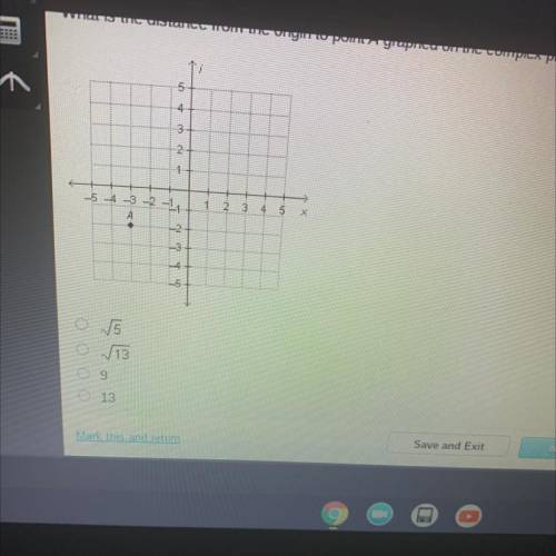 What is the distance from the origin to point a graphed on the complex plane below