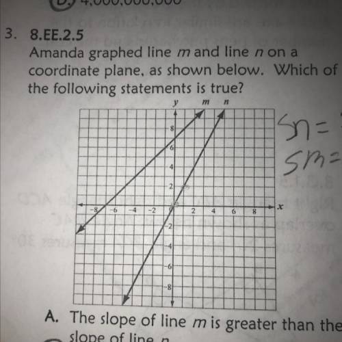 Pleaseeee quick Amanda graphed line mand line non a

coordinate plane, as shown below. Which of
th
