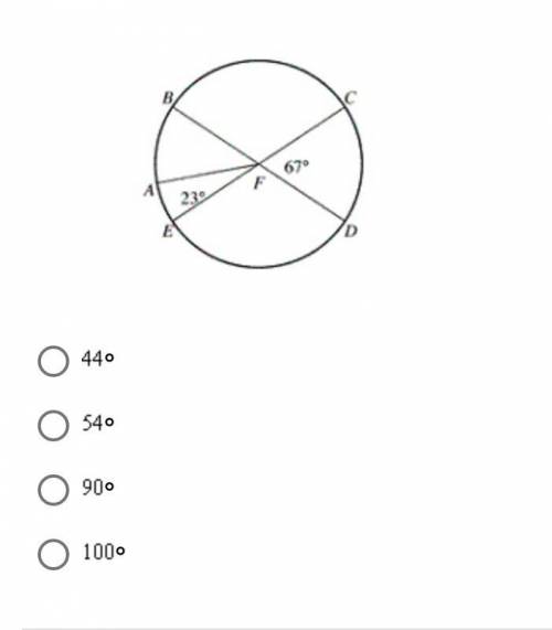 CE and BD are diameters of circle F. What is the measure of angle AFB?