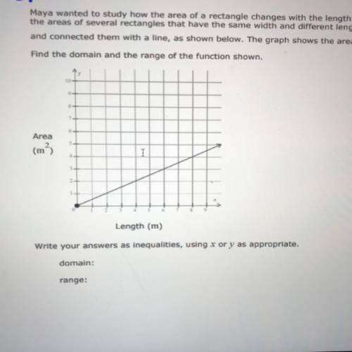 Maya wanted to study how the area of a rectangle changes with the length if its width is fixed. She