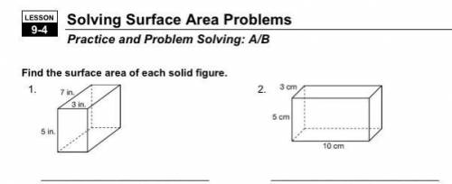 I need to know the surface area of both 1 and 2 please