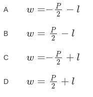 Q2. The formula for finding the perimeter of a rectangle is shown below.

P=2L+2W
What is that sam