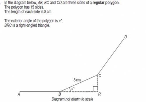 In the diagram AB BC and CD are three sides of a regular polygon

The polygon has 15 sides 
The le
