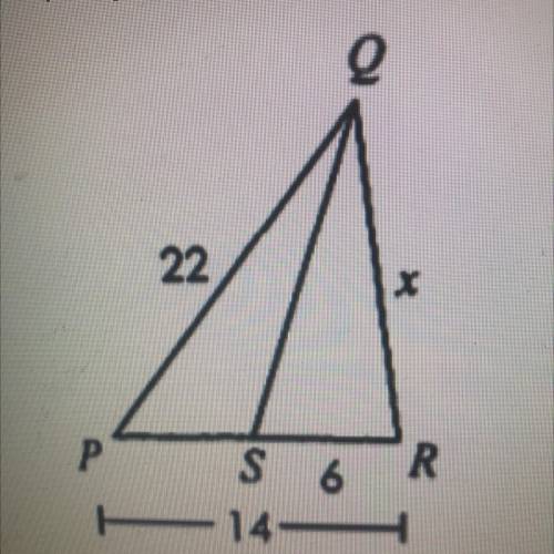 If qs represents an angle bisector, find x.