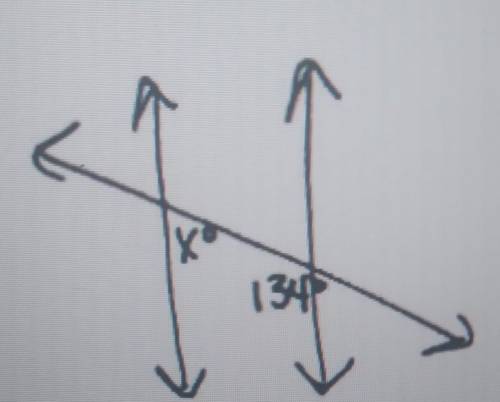 I need help to find the type of angle and measurement of x​