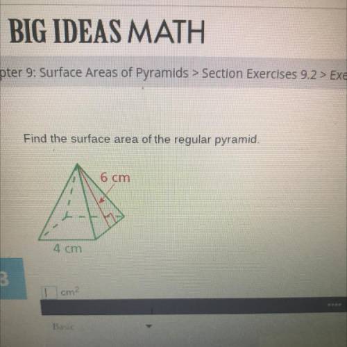 Find the surface area of the regular pyramid