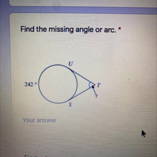 Find the missing angle of arc