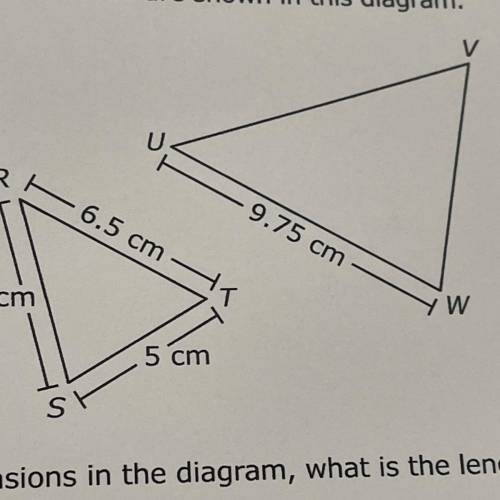 Similar triangles RST and UVW are shown in this diagram. Based on the dimensions in the diagram, wh