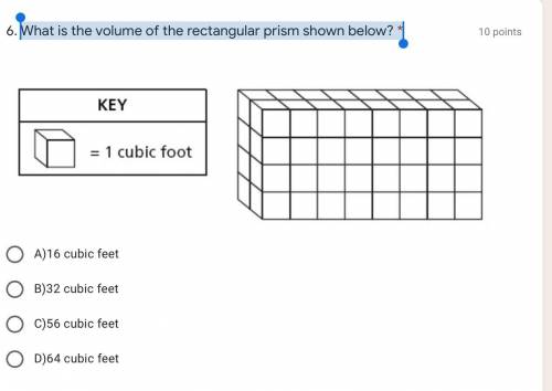 What is the volume of the rectangular prism shown below? *