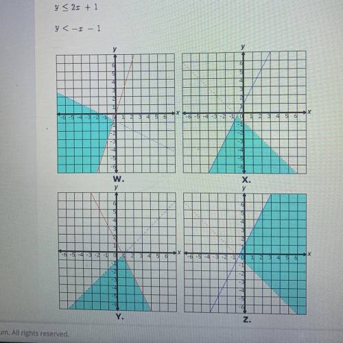 I NEED HELP ASAP PLZ 
Graph the following inequalities
y≤2x+1
y<-x-1
