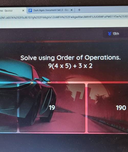 Solve using Order of Operations. 9(4 5) + 3 x 2​