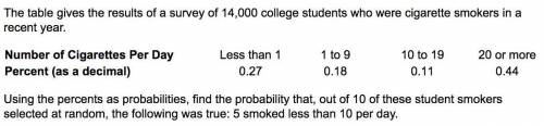 The table gives the results of a survey of​ 14,000 college students who were cigarette smokers in a