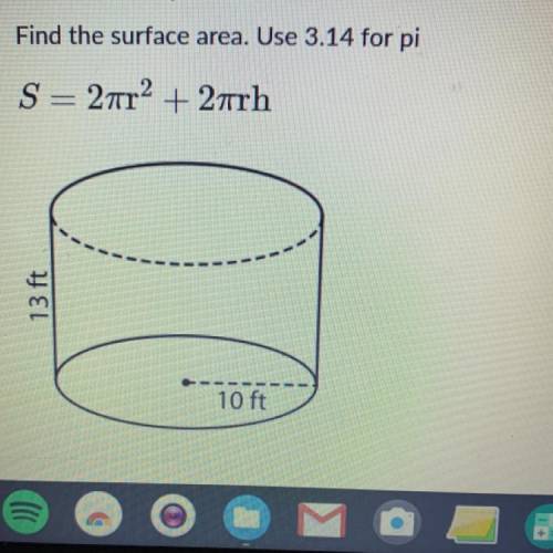 Find the surface area. Use 3.14 for pi