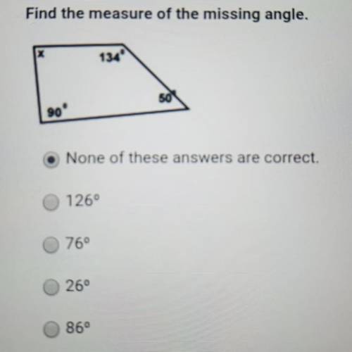 PLSSS HELLPPPPP Find the measure of the missing angle.