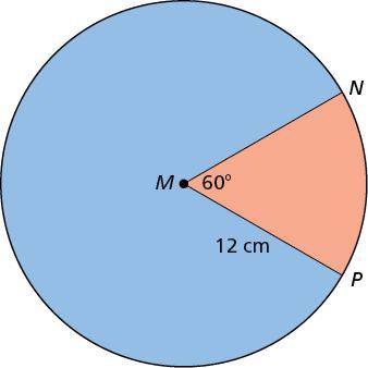 Find the area of the smaller sector formed by angle NMP Round your answer to the nearest hundredth.