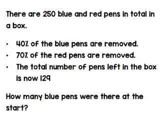 How many blue pens were there to start with?