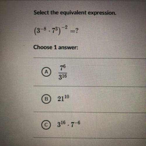 For the equation above, is the answer A, B, or C