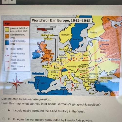Use the map to answer the question.

From this map, what can you infer about Germany's geographic