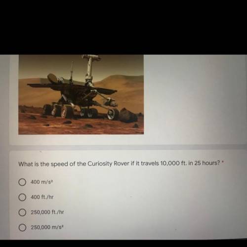 What is the speed of the curiosity rover if it travels 10,000 ft. In 25 hours