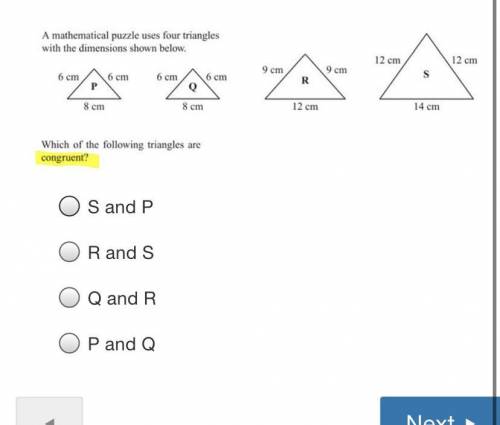Which are the following triangles congruent?