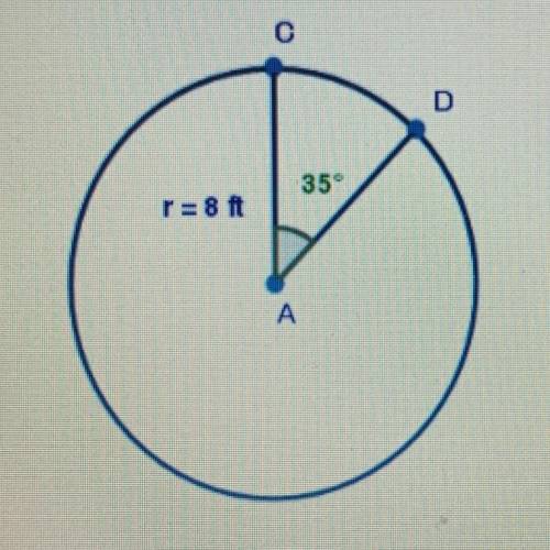 9.(09.04 MC)

What is the arc length of CD in the circle below? (1 point)
A) 3.14 feet
B) 04.88 fe
