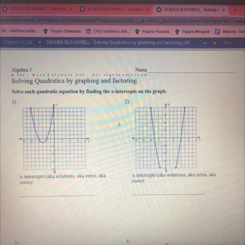 Solving quadratics by graphing and factoring worksheet