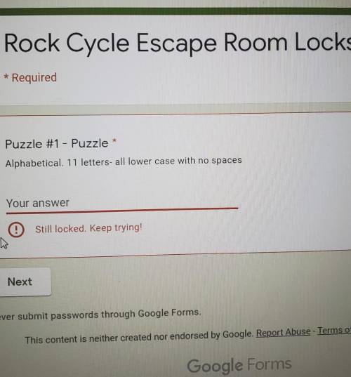 Rock Cycle Escape Room Locks​EMERGNCY HELP