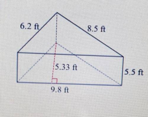 Find the surface area of the triangular prism below.​