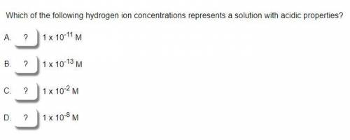 Which of the following hydrogen ion concentrations represents a solution with acidic properties?