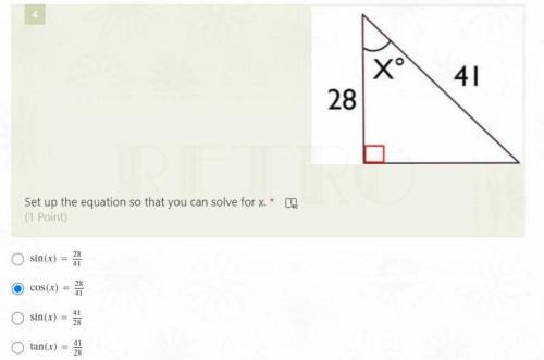 Set up the equation so that you can solve for x.Immersive Reader
(1 Point)
