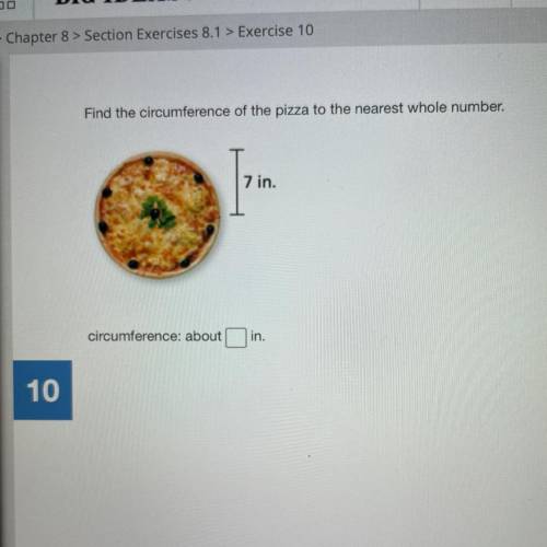Find the circumference of the pizza to the nearest whole number. (7 in)