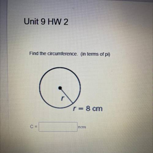 Find the circumference. (In terms of pi)