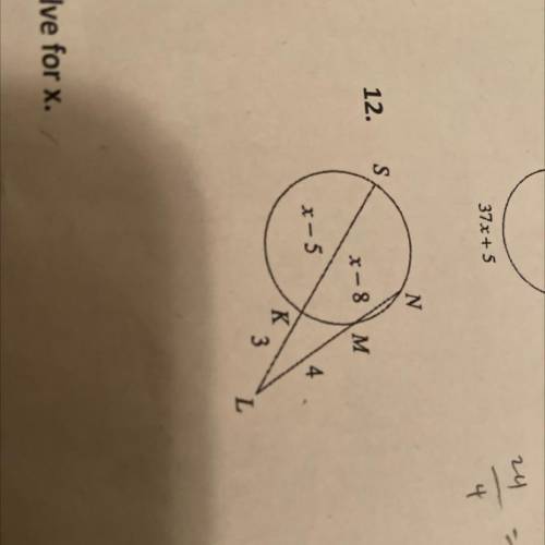 Math number 12 
Find the value of x