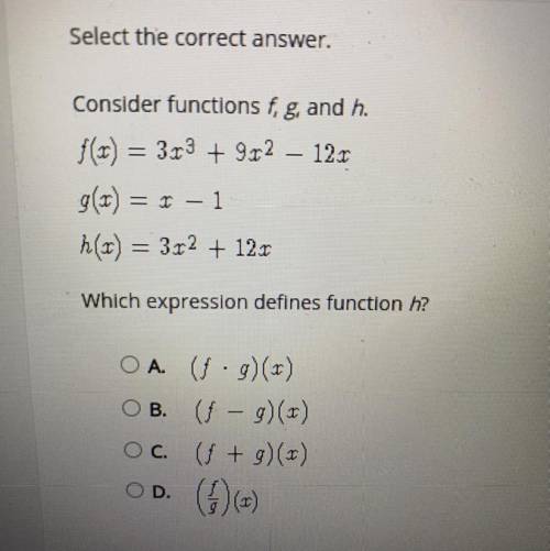 Which expression defines function h?