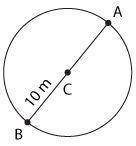 The circle with center C was used as a model for a swimming pool. The length of  is 10 m. What is t