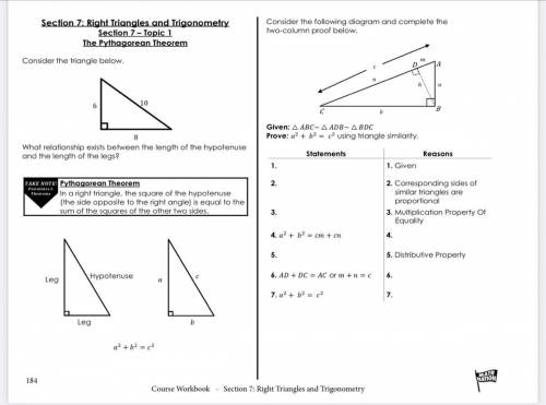 Math nation Section 7 Topic 1 Right triangles and trigonometry pls help !!