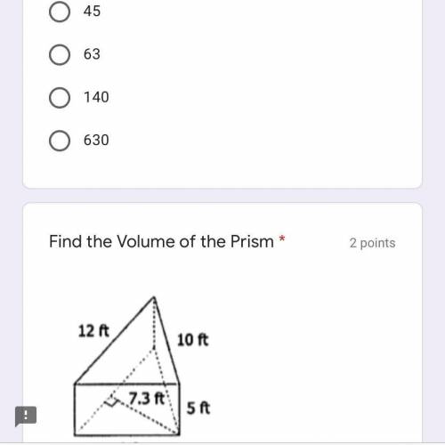 Find the Volume of the Prism 12 10 ft 7.3 ft^ prime 5 ft