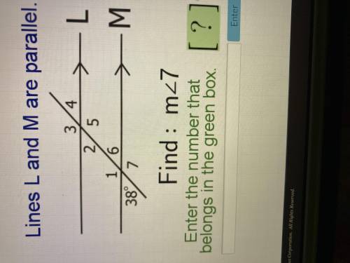 No links please 
Lines L and M are parallel find the measure of angle 7