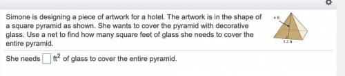 Simone is designing a piece of artwork for a hotel. The artwork is in the shape of a square pyramid