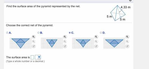 Find the surface area of the pyramid represented by the net.

HELP ME I WILL GIVE YOU 80 POINTS!!!