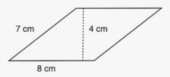 What is the area of the parallelogram * 
19 sq cm
32 sq cm
56 sq cm
28 sc cm