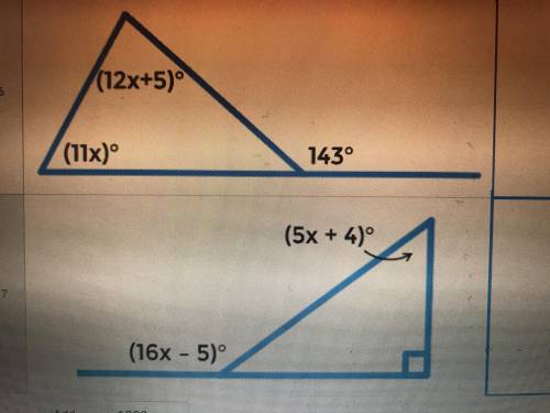 Find the value of x in each diagram