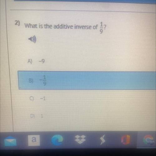 What is the additive inverse of 1/9