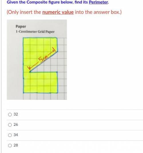 Given the Composite figure below, find its Perimeter.

(Only insert the numeric value into the ans