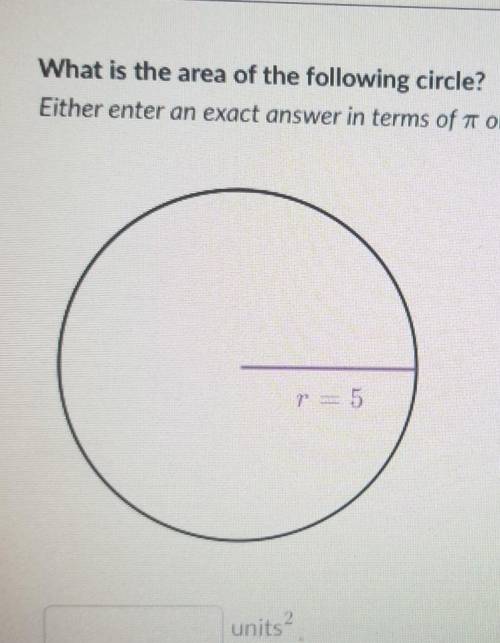 What is the area of the following circle​