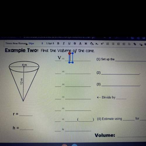 Please help this is (finding the volume of a cone) any tips, answers anything ??