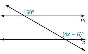Find the value of x that makes m∥n.
Lines m and n are parallel when x=