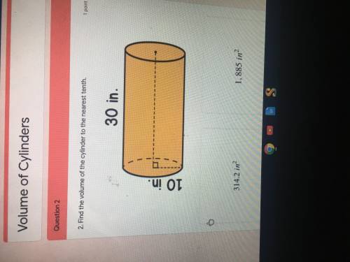 Find the volume of the cylinder to the nearest tenth 30 in 10 in