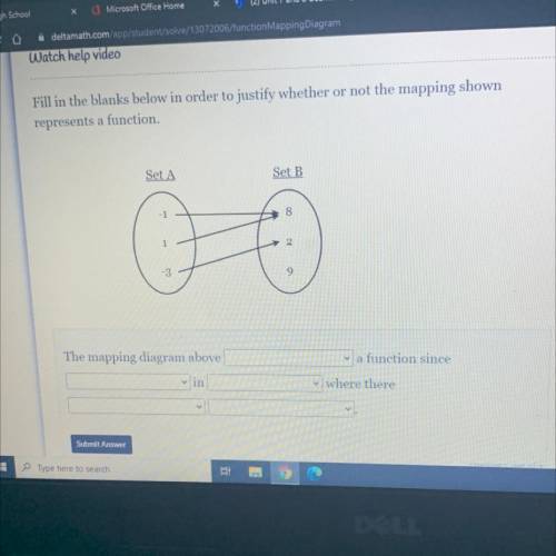 Fill in the blanks below in order to justify whether or not the mapping shown

represents a functi